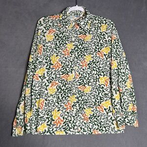 Vintage Girl Scouts Of America Blouse Women's Size Medium AOP Button Shirt 70s